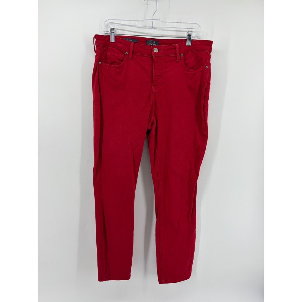 NYDJ for Chico's Womens 10 Red Skinny Jeans Lift Tuck Stretch Denim Pants